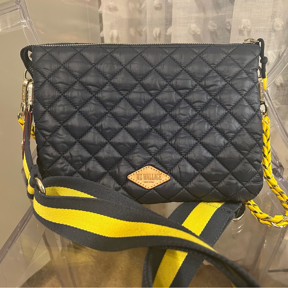 Navy, Yellow MZ Wallace Pippa Quilted Crossbody Bag - Picture 2 of 15